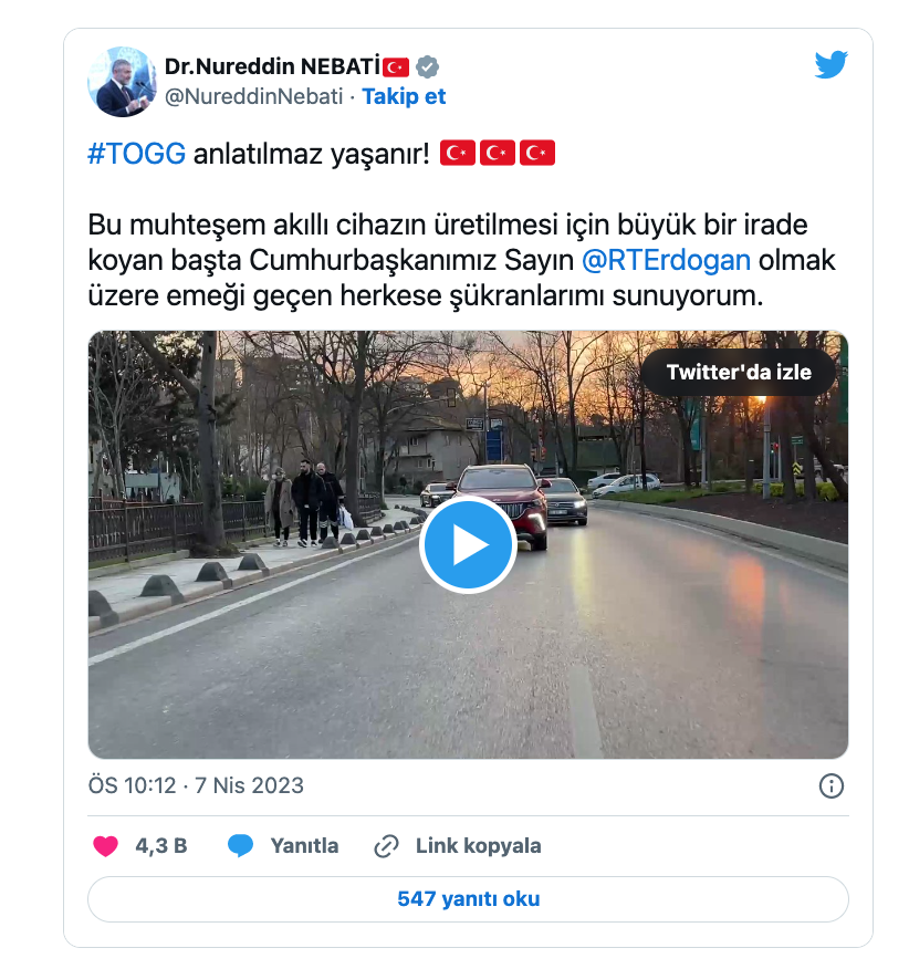 nureddin nebati togg ile trafige cikti anlatilmaz yasanir